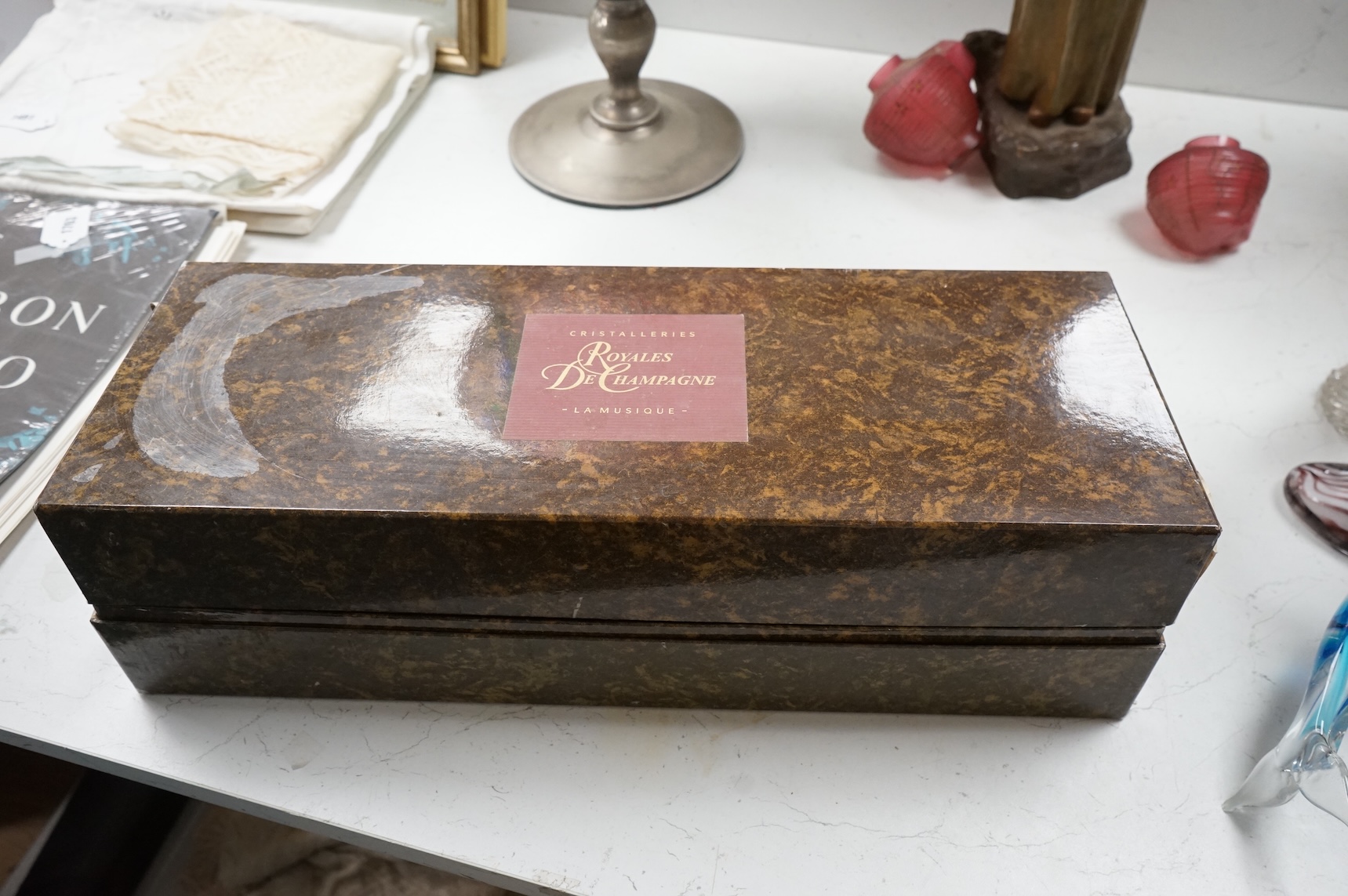 A Royales de Champagne crystal model trumpet, in fitted box, 52cm in length
